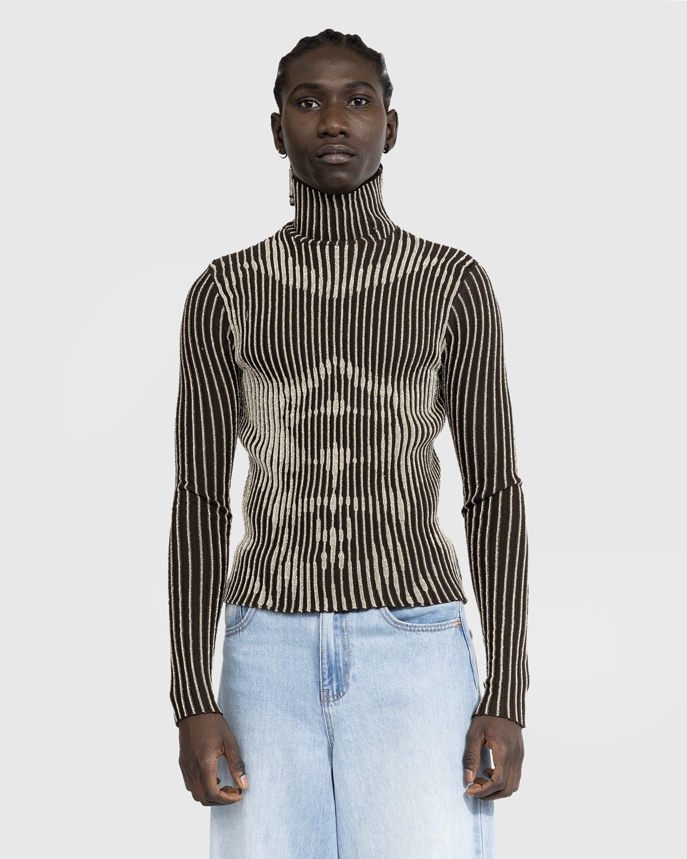 Jean Paul Gaultier – Trompe L'oeil Lurex Long-Sleeve Brown/Silver